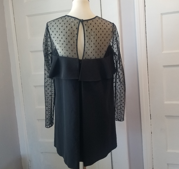 NWOT Milly Black Sophie Illusion Dot Dress, Size 10 - Picture 9 of 16